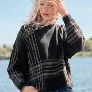 Garnet Hill Slouchy Plaid Sweater XS